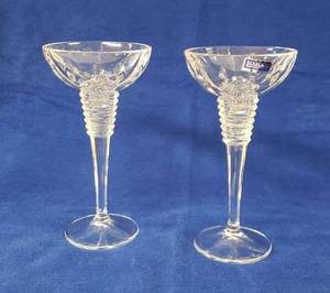 lot 6390 image: Pair of Marquis Waterford Crystal Candleholders  8 in. tall  Made in Germany