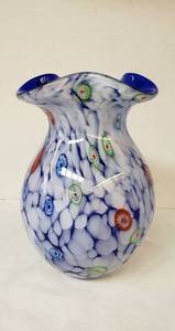 lot 6399 image: Murano Millefiori Designed Vase  8 12 in. tall