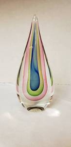 lot 6410 image: Multi-Color Formia Vetri Di Murano Large Teardrop Art Glass piece - Made in Italy