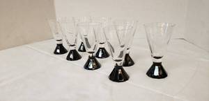 lot 6412 image: Set of 8 - Crystal Cordial glasses with Dark Amethyst Design Base