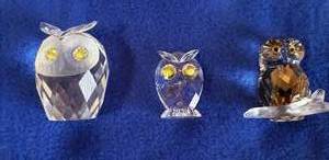 lot 6423 image: 3 Pc set of Swarovski Faceted Crystal Owls