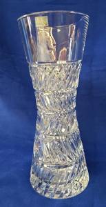lot 6329 image: Mikasa Slovenia Cut Heavy Crystal Vase  13 in. tall and 5 14 in. diameter