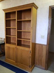 lot 6362 image: Oak Cabinet with Adjustable Shelves  53 in. x 15 in. x 84 in.