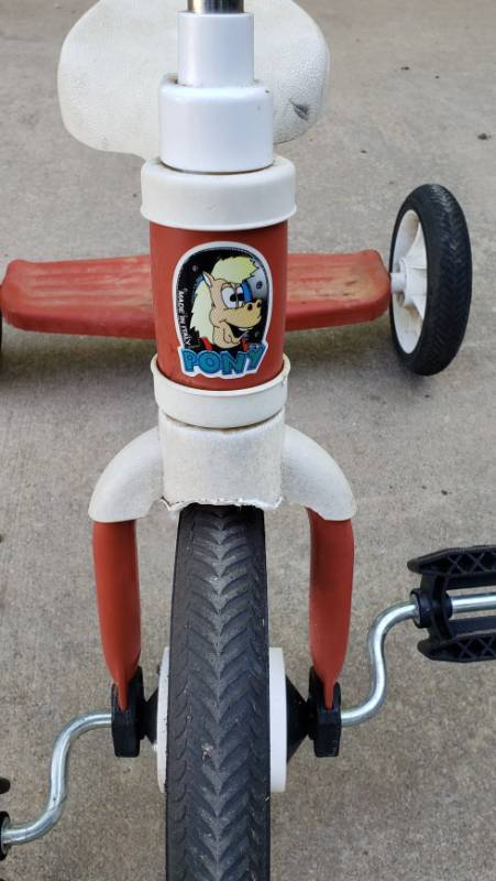 Pony Tricycle made in Italy 24 in. tall at top of handlebars Estate Auction 1505 E. 87th St. South Haysville KS A Little Bit of Everything Equip Bid