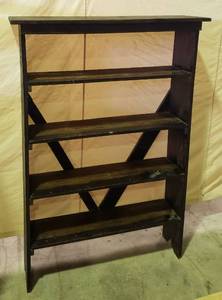 lot 1004 image: Custom Made Wood 4 Shelf BookShelf  41 x 11 x 59.5 in.