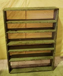 lot 1005 image: Barn Wood 5 Shelf Bookcase  33 x 8 x 47 in.  could use some bracing to make more stable