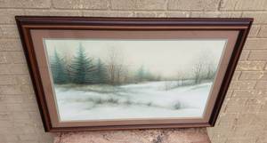 lot 1010 image: Framed Print  Early Winter Scenery  39 in. x 27 in.