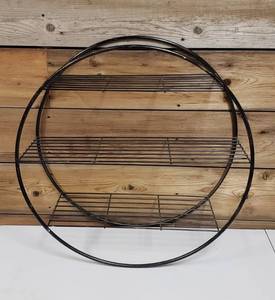 lot 1018 image: Metal Wall Hanging 3 Shelf  25 in. diameter x 9 in. deep