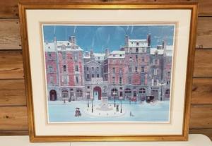 lot 1032 image: Framed Winter in Paris Print by Maichel Delacroix  40 x 34 in.