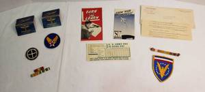 lot 1056 image: US Military Items  Recruiting Pamphlets and Documents, Patches & Ribbons, and Matchbooks
