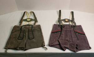 lot 1058 image: 2 Pair of Leather Lederhosen Shorts With Suspenders  Child sizes