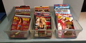 lot 1071 image: Assortment of Playboy Magazines  Years 2008 to 2013includes 3 small totes