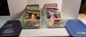 lot 1072 image: Assortment of Penthouse Magazines  Years 1997 to 1999 includes 2 small totes