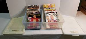 lot 1073 image: Penthouse Magazines  Complete Sets  Years 2000 to 2001 includes 2 small totes