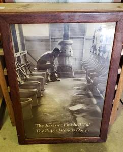 lot 1076 image: Wood Framed Novelty Poster  24.5 x 34.5 in