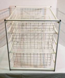 lot 1080 image: White Metal ELFA 3 Wire Basket Organizer  18 x 18 x 21 in.