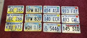 lot 1090 image: 12 License Plates  11 Kansas and 1 Arkansas