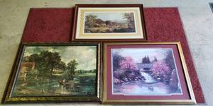 lot 1105 image: 3 Framed Print Artworks  (2) 30 x 24 in. and (1) 30 x 20 in.