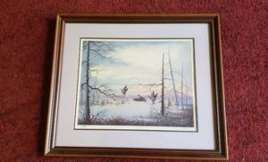lot 1106 image: SignedNumbered Print of Canadian Geese Take Off by Jerry Yarnell  1984  26 x 23 in.