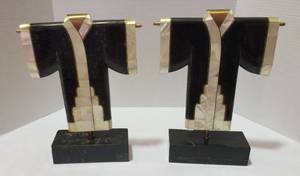 lot 1124 image: Pair of Inlaid Japanese Robes  16 in. tall  some damage on bases