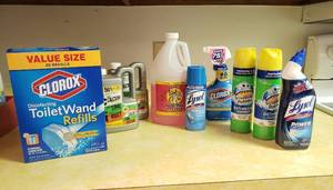 lot 115 image: Cleaning Supplies  Most are 34 Full...only a few under half