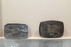 lot 3009 image: Lot of 2 Vintage Belt Buckles Includes a 1970s Trail Mobile & a 1979 Santa Fe Middle Division - WILL SHIP