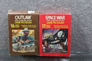 lot 3110 image: Lot of 2 Atari Games Space War (CX 2604) & Outlaw (CX 2605), Includes Original Box and Manual - WILL SHIP