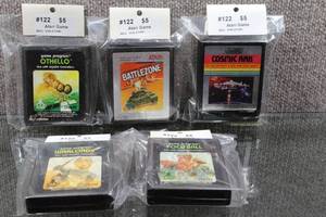lot 3116 image: Lot of 5 Vintage Atari Games Battlezone, Othello, Cosmic Ark, Football, & Warlords - WILL SHIP