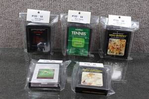 lot 3118 image: Lot of 5 Vintage Atari Games Human Cannonball, Video Olympics, Combat, Bugs, Tennis - WILL SHIP