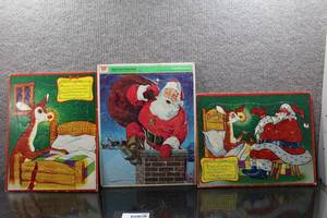 lot 3135 image: Lot of 3 Vintage Christmas Whitman Frame-Tray Puzzles Here Comes Santa Claus, Rudolph the Red-Nosed Reindeer and Santa, & Rudolph the Red-Nosed Reindeer Praying - WILL SHIP