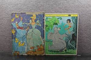 lot 3132 image: Lot of 2 Vintage Whitman Disney Frame-Tray Puzzles The Jungle Book & Cinderella - WILL SHIP
