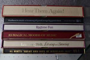 lot 3128 image: Lot of 6 Record Sets Hear Them Again (1968), I Believe in Music (1972), 10 Magical Moods of Music, Ragtime Fun (1968), Listening and Dancing (1968), The Heart and Soul of Dixieland Jazz - WILL SHIP
