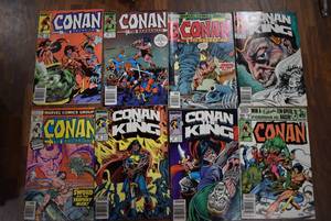 lot 3043 image: Lot of 8 Marvel Comics Conan the Barbarian (1970 Marvel) #77, 89, 130, 159, 207 Conan the King #44, 46, 47 -WILL SHIP