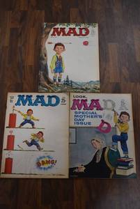 lot 3060 image: Lot of 3 Vintage Mad Magazines (1963) Issue #s 77, 79, 80 - WILL SHIP