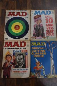 lot 3061 image: Lot of 4 Vintage Mad Magazines (1961-62) Issue #s 60, 71, 72, 75 - WILL SHIP