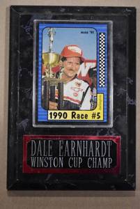 lot 3073 image: Dale Earnhardt Maxx Collection 1991 Race Cards in Winston Cup Champ Wall Plaque - WILL SHIP