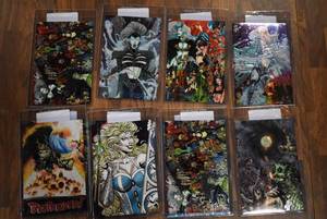 lot 3034 image: Lot of 11 Chaos Comics Krome Productions Collectible Large Holographic Comic Cards - WILL SHIP