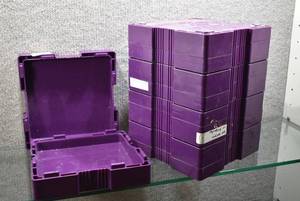 lot 3138 image: Lot of 5 Monster Stackable Purple Storage Boxes for Coins, Loose Parts, etc. (1 of 3) - WILL SHIP
