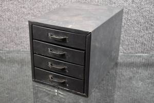 lot 3143 image: Small Gray Metal 4-Drawer Parts Cabinet 8.25x5.75x6 - WILL SHIP