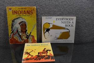 lot 3156 image: Lot of 3 Vintage Native American Themed Childrens Books -The Indians Knew, Indians Coloring Book, Everybody Needs A Rock -WILL SHIP