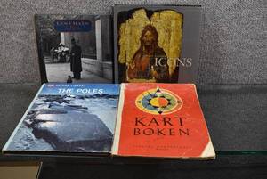 lot 3162 image: Lot of 4 Books -Vintage Norwegian Atlas, The Poles, Les Chats de Paris, & ICONS -WILL SHIP