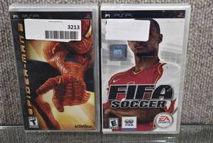 lot 3213 image: Lot of 2 PSP Games, Titles Include Spiderman 2 & FIFA Soccer - WILL SHIP