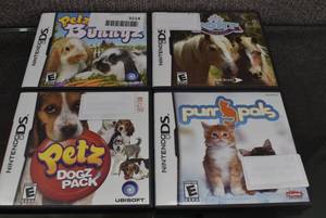 lot 3214 image: Lot of 4 Nintendo DS Games, Titles Include Petz Bunnyz, Purr Pals, Pony Friends & Petz Dogz Pack - WILL SHIP
