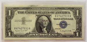 lot 6074 image: ONE DOLLAR SILVER CERTIFICATE - SERIES 1957 A