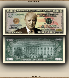 lot 1007 image: DONALD TRUMP VICTORY PRESIDENT NOVELTY BILL (Lot of 3)