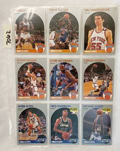 lot 7062 image: Vintage 1990 NBA Hoops Basketball Cards - Anderson RC - Ansley RC - Wilkins - Oakley
