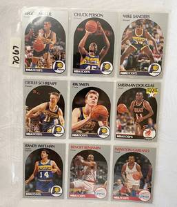 lot 7067 image: Vintage 1990 NBA Hoops Basketball Cards - Reggie Miller - Smits - Schrempf&nbsp