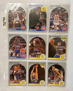 lot 7070 image: Vintage 1990 NBA Hoops Basketball Cards - Dennis Rodman - Tim Hardaway RC - Mullin - Bol