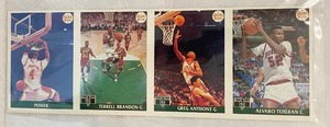 lot 7105 image: UNCUT SHEET - 4 CARDS - Vintage Basketball Cards
