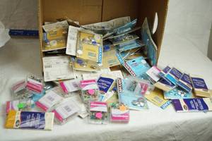 lot 2996 image: Big Box of Assorted Sewing Items NOTIONS - Buttons to cover Great, nice lot NEW IN PACKAGES